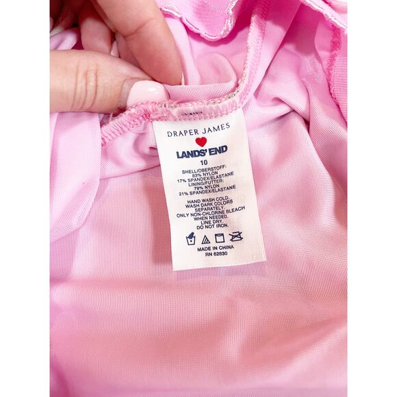 Draper James x Lands End One Piece Swimsuit Tummy Control Orange Pink Sz 10 - Picture 3 of 5